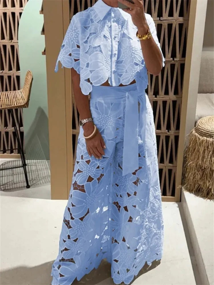 The Amalfi Lace Wide-Leg Set from the Soft & Sophisticated at Lavishly Me