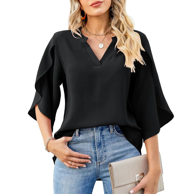 The Calista Chiffon Flare-Sleeve Blouse from the Soft & Sophisticated at Lavishly Me