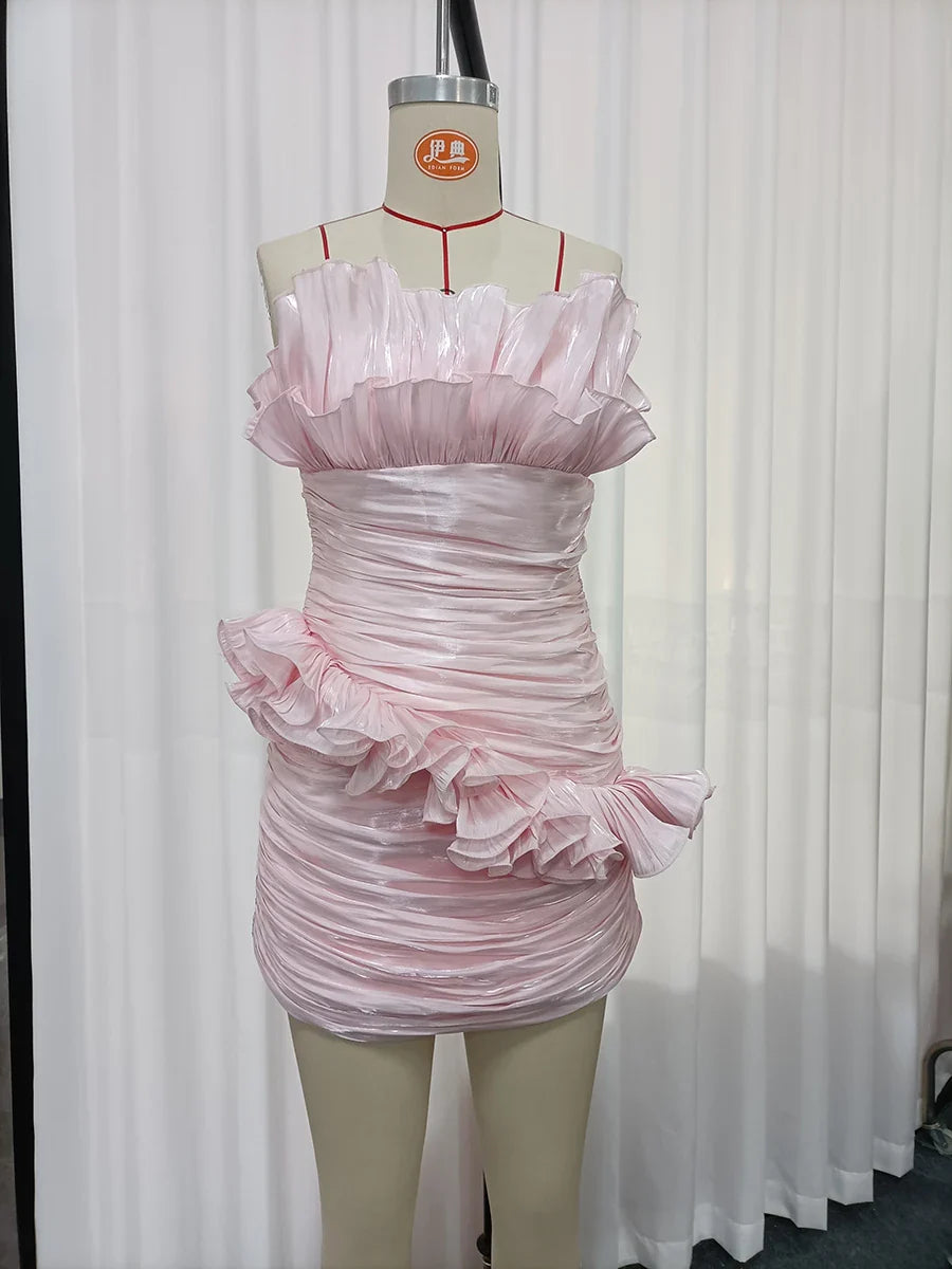 The Rosé Ruffle Mini Dress