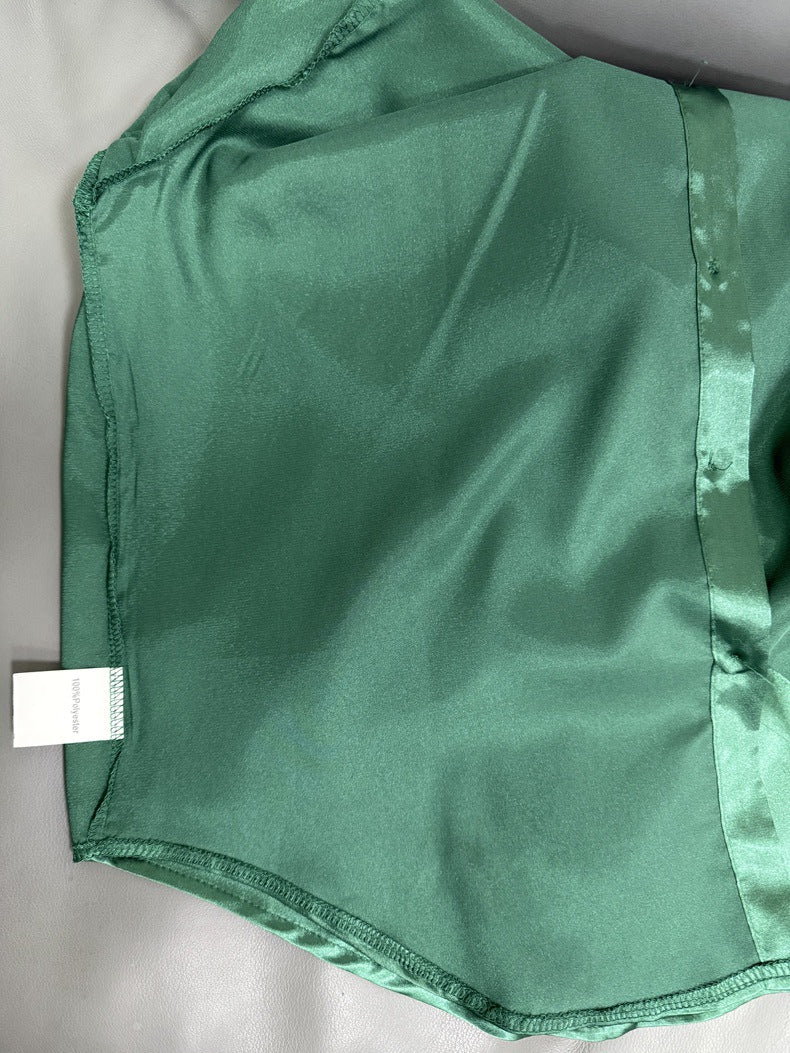 Satin Shirt Women's Satin Imitation Silk Long-Sleeved Amazon's Popular Solid Color Top Elegant Button-Down Lapel Shirt