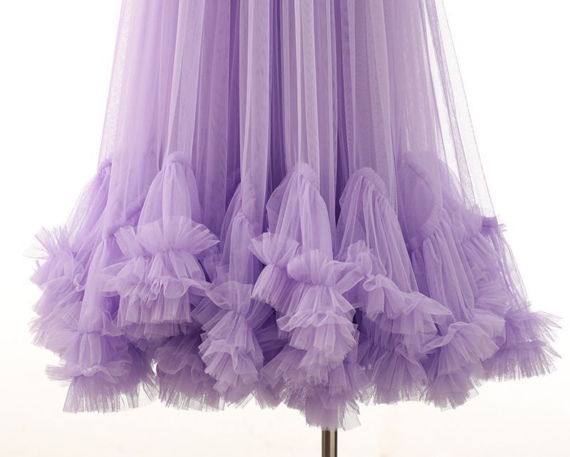 Autumn Heavy Industry Fungus Edge Splicing Large Hem Tutu Skirt High Waist A-Line Fairy Elegant Cake Skirt Mesh Skirt