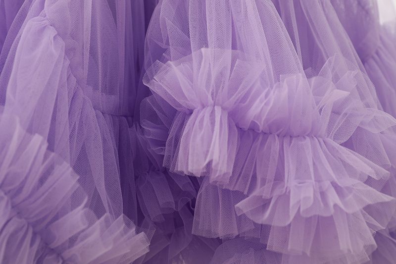 Autumn Heavy Industry Fungus Edge Splicing Large Hem Tutu Skirt High Waist A-Line Fairy Elegant Cake Skirt Mesh Skirt