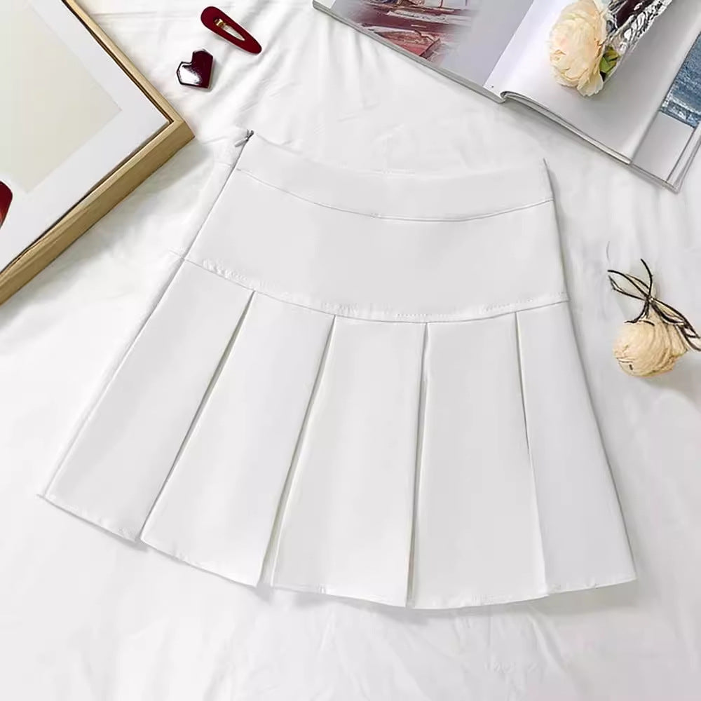 Grey Pleated Skirt Women's Spring and Autumn High Waist Skirt Design Sense Slimming All-match Anti-glare A- line Skirt 2024 New Style
