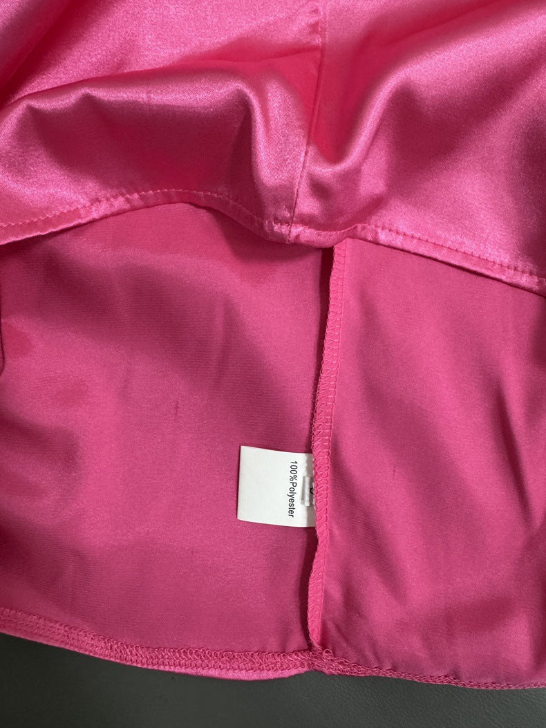 2026 Spring Solid Color Satin Imitation Silk Irregular Off-Shoulder One-Neck Pullover Sleeveless Shirt for Women European and American Fashion