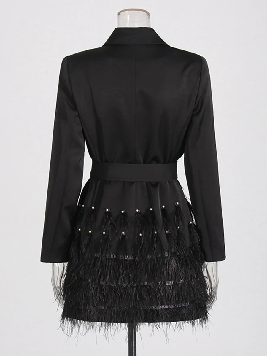 The Bianca Feather-Cuff Blazer Dress from the Boss Energy at Lavishly Me