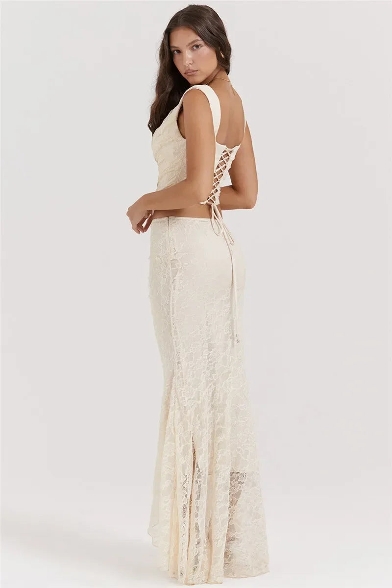 The Celestine Lace-Up Maxi Set from the Soft & Sophisticated at Lavishly Me