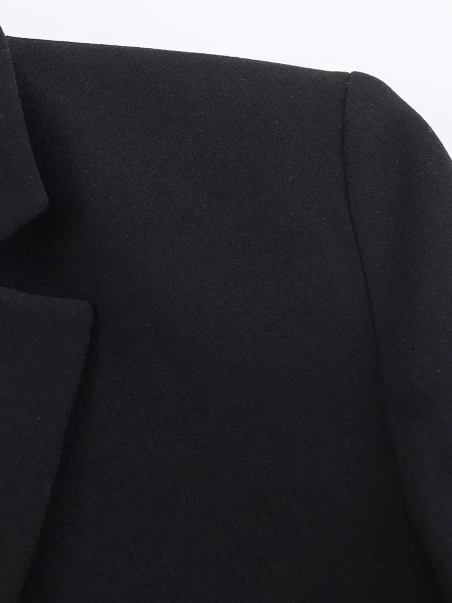 TWOTWINSTYLE Solid Loose Spliced Lace Elegant Blazers for Women Lapel Long Sleeves Temperament Blazer Female Autumn Clothing New