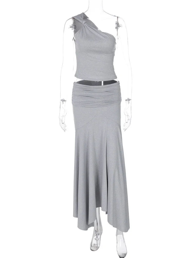 The Solène Pleated Off-Shoulder Skirt Set from the Everyday Luxe at Lavishly Me