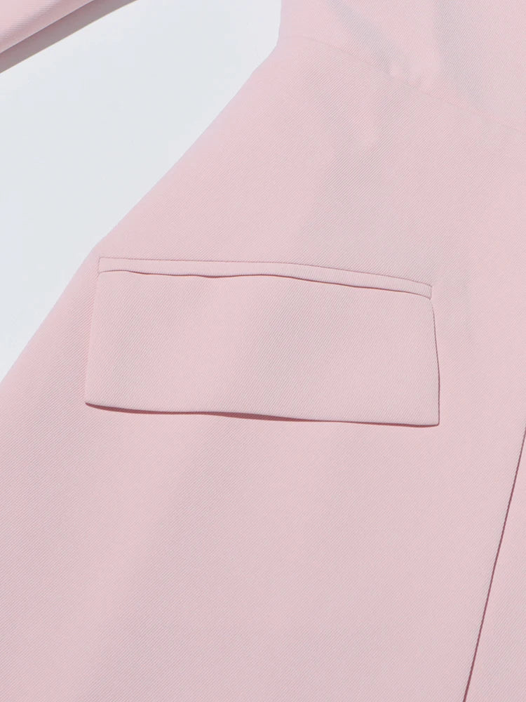 TWOTWINSTYLE Patchwork Button Slim Blazer For Women Notched Collar Long Sleeve Spliced Pockets Hollow Out Designer Coat Female