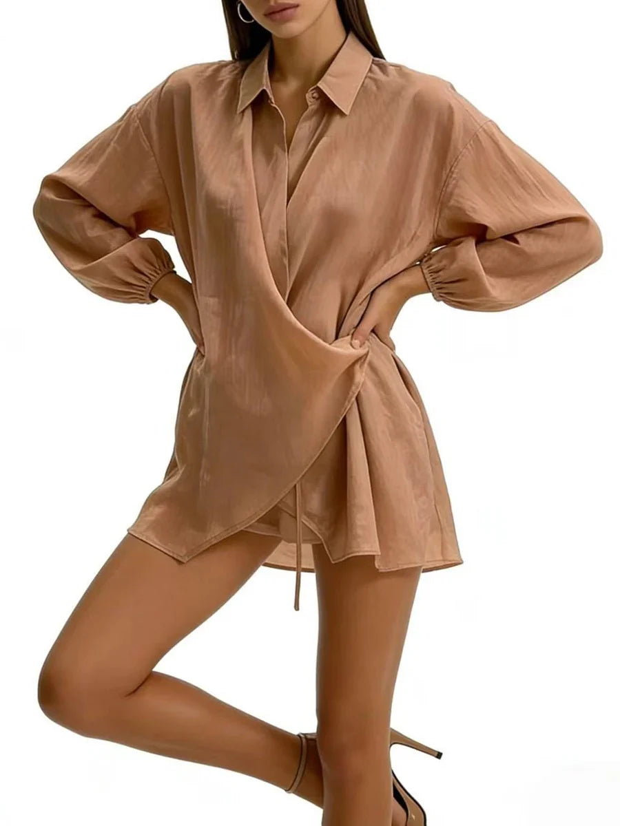 The Beaumont Lace-Up Shirt Dress from the Soft & Sophisticated at Lavishly Me