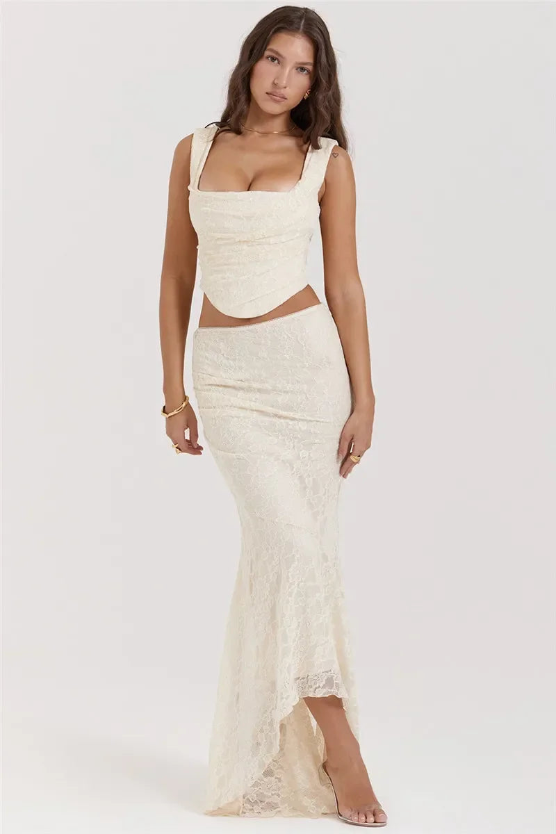 The Celestine Lace-Up Maxi Set from the Soft & Sophisticated at Lavishly Me