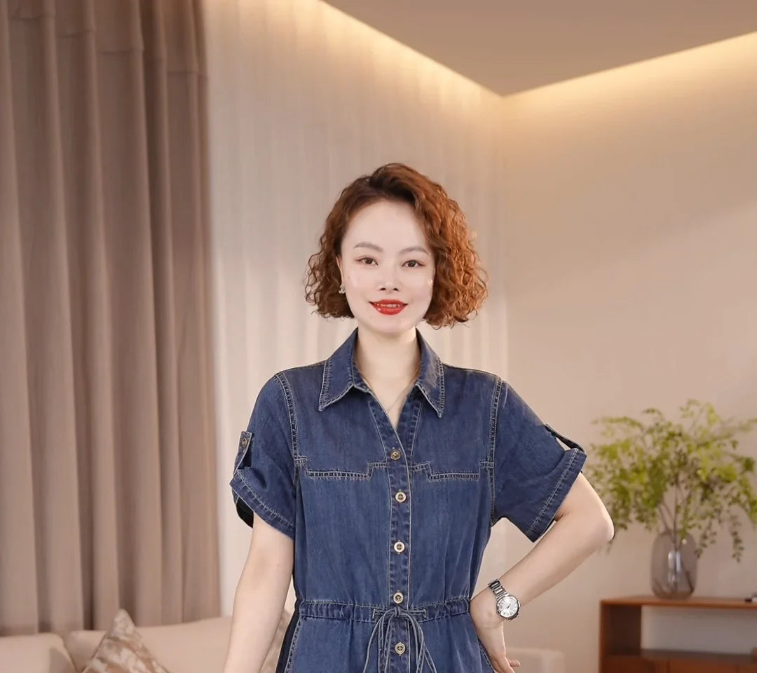 The Capri Button-Front Denim Dress
