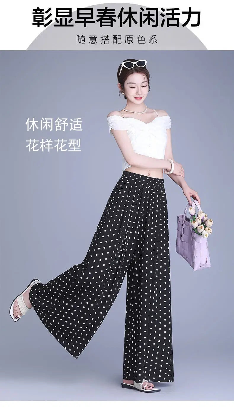 Trousers Chiffon Floral Skirts and Pants for Women in Summer New Thin High-waisted Ethnic Style Casual Wide-leg Pants