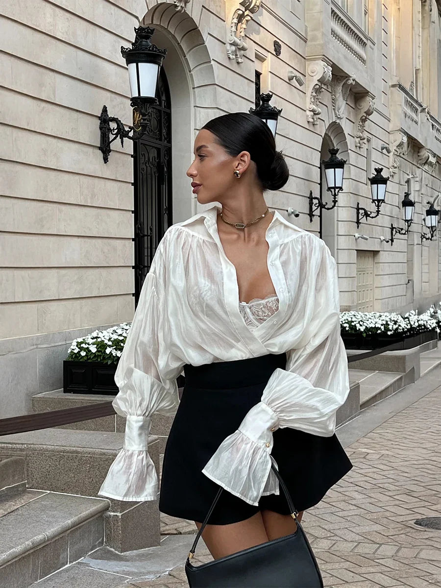 The Bellamy Flare-Sleeve Blouse