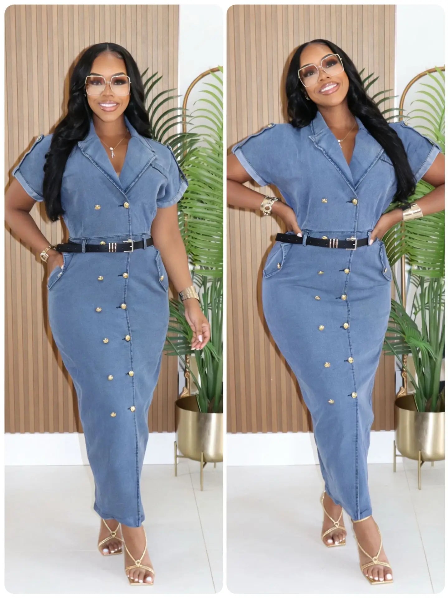 The Madison Double-Breasted Denim Dress