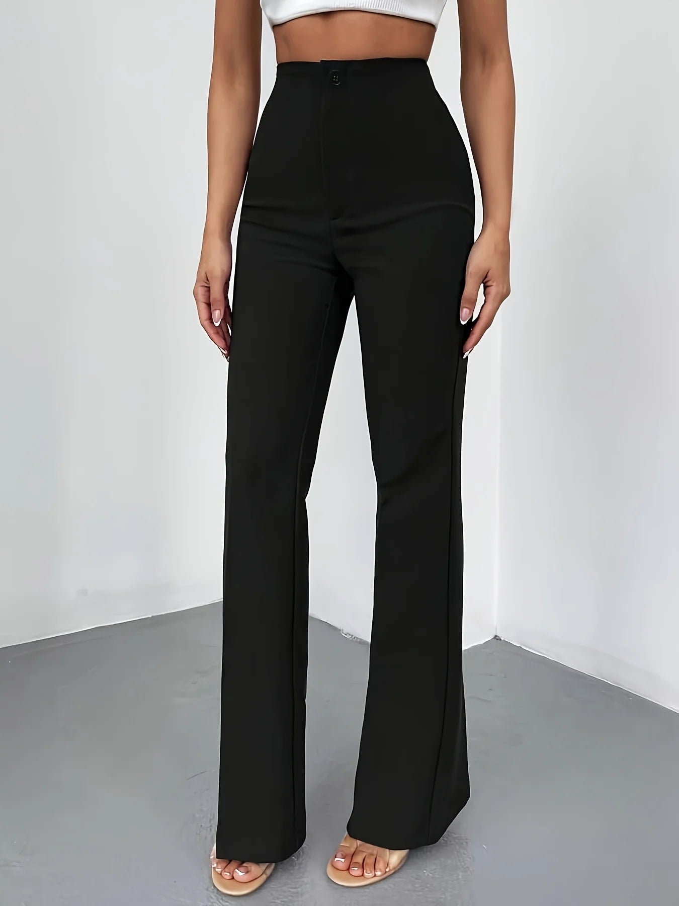 Breathable flared trousers for women, new summer style 2026, thin, high-waisted, slimming, flowing flared trousers