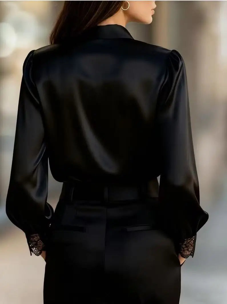 The Ivory Lace Satin Blouse from the Soft & Sophisticated at Lavishly Me