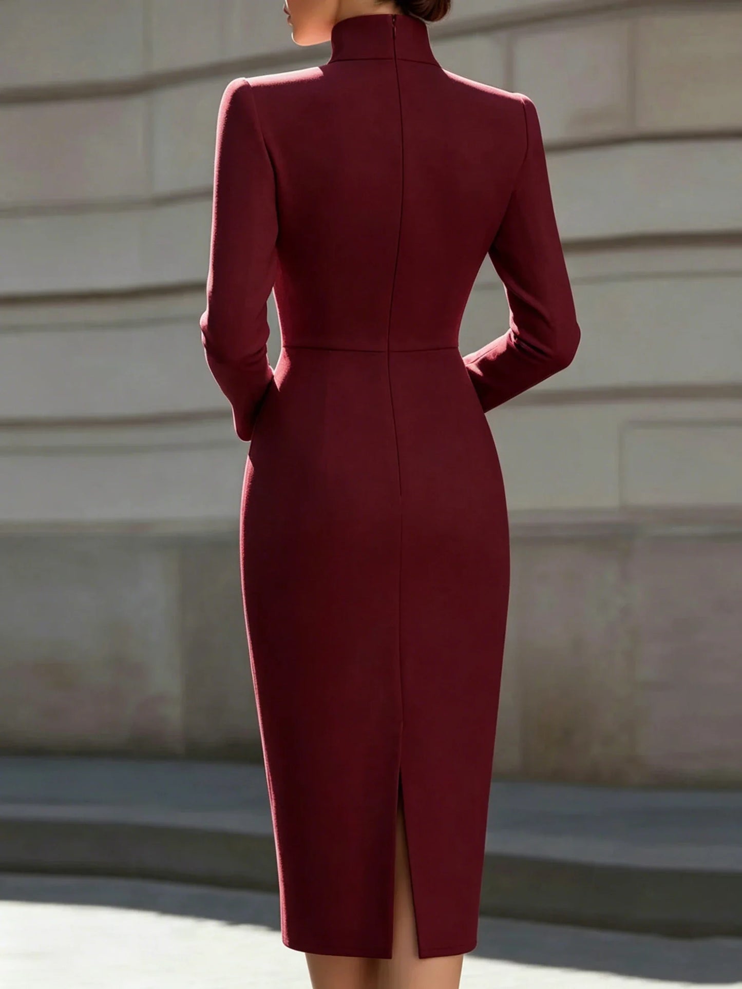 The Noelle Stand-Collar Midi Dress from the Lavishly Me Edit at Lavishly Me