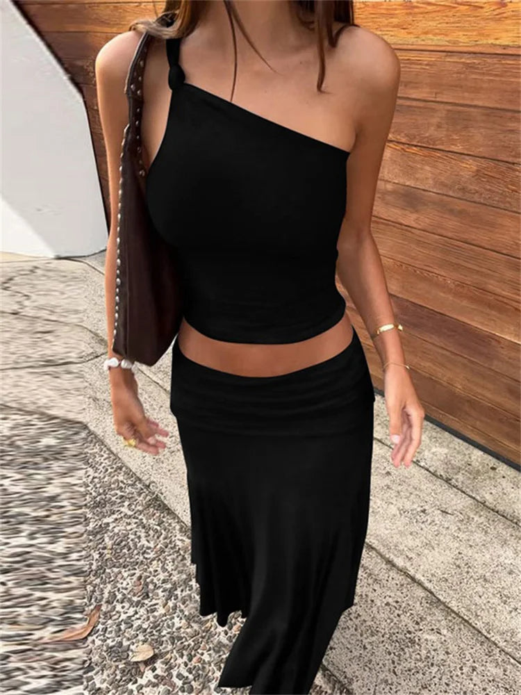 The Solène Pleated Off-Shoulder Skirt Set from the Everyday Luxe at Lavishly Me