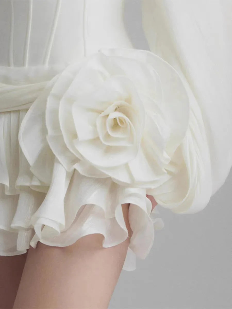 The Rosamund Ruffle Appliqué Mini Dress from the After Dark at Lavishly Me