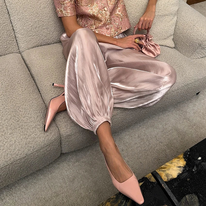 The Blush Pleated Balloon Trousers from the Boss Energy at Lavishly Me