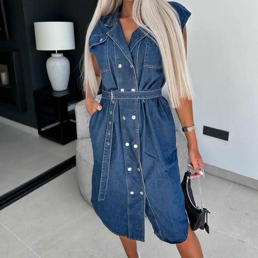 The Chelsea Tie-Waist Denim Dress