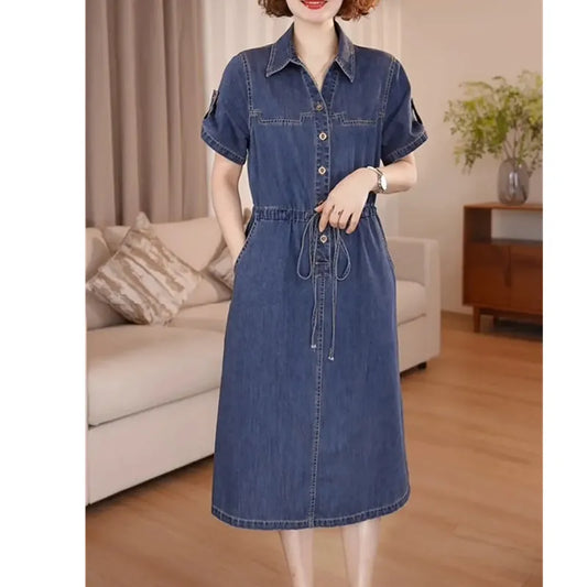 The Capri Button-Front Denim Dress from the Denim Edit at Lavishly Me