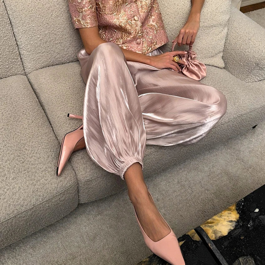 The Blush Pleated Balloon Trousers from the Boss Energy at Lavishly Me