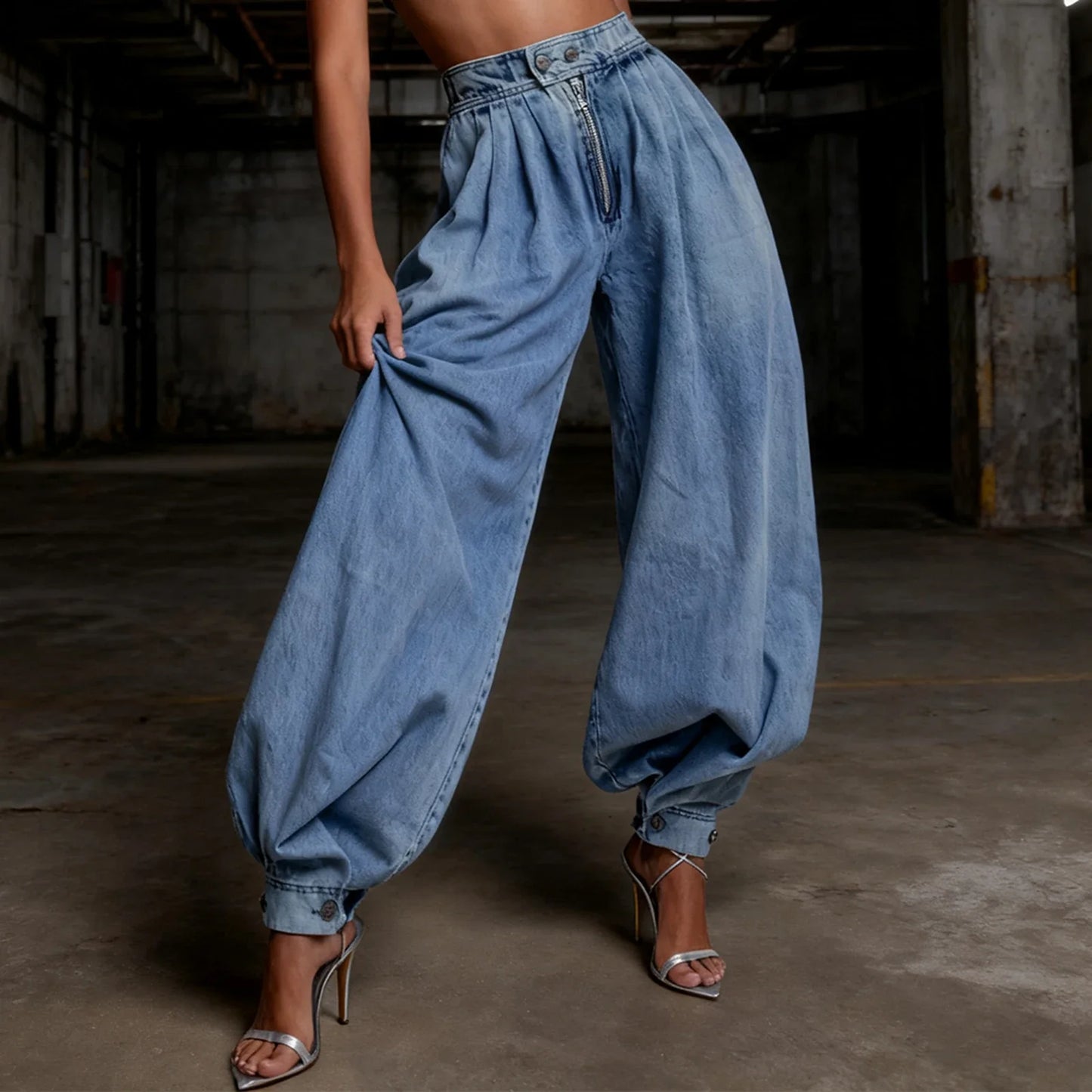 The Uptown Harem Denim Trousers