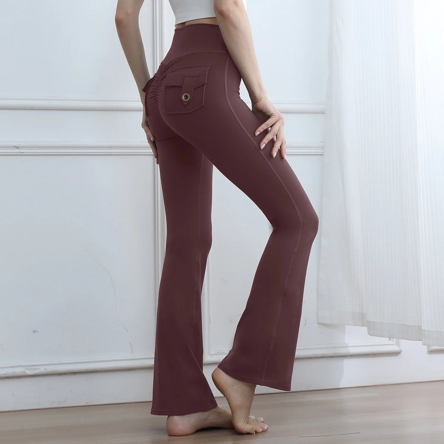 High Waisted Cargo Leggings for Women Booty Lifting Yoga Pants with Pockets Tummy Control Gym Running Tights Fall Winter Quick D