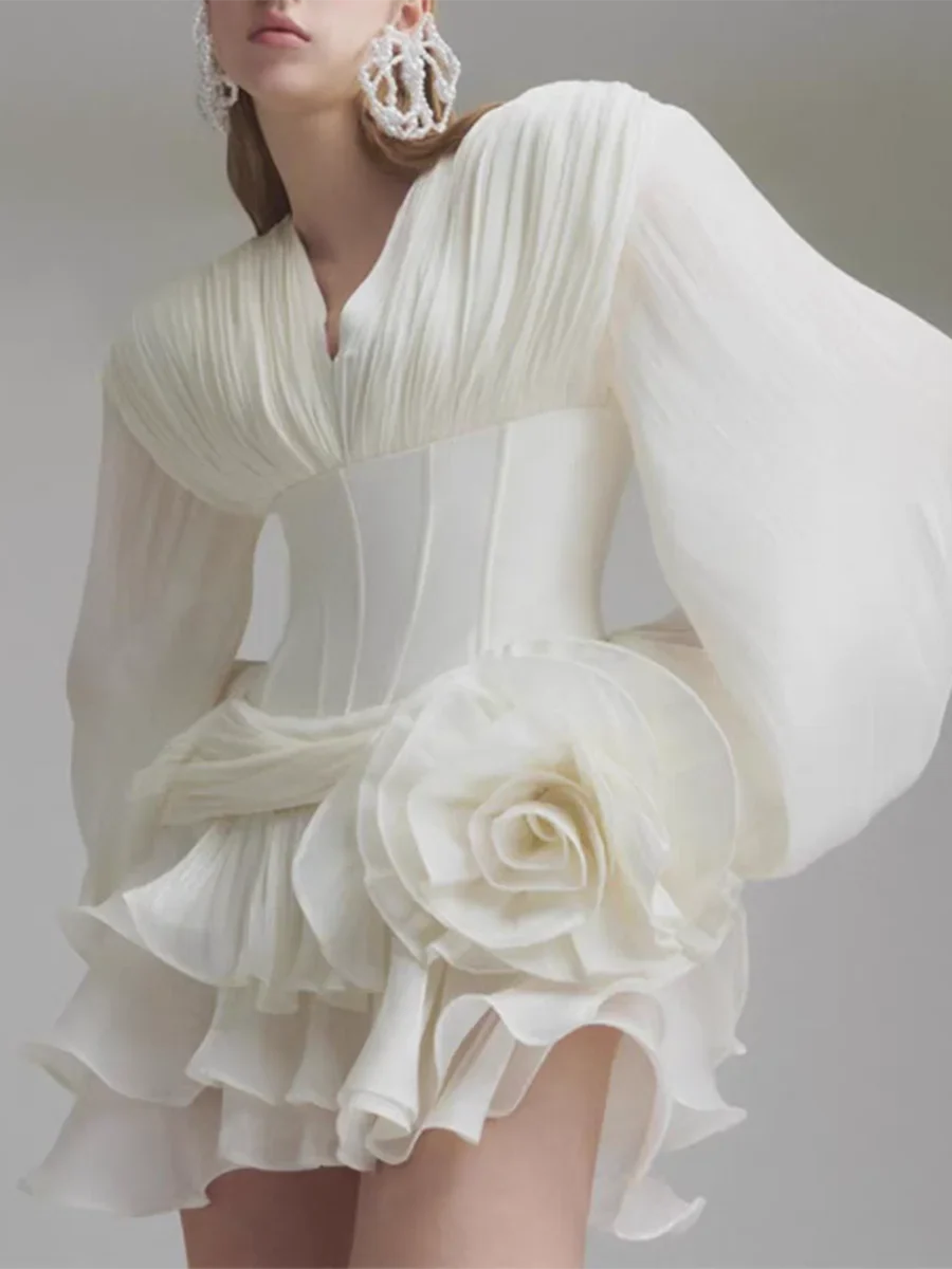 The Rosamund Ruffle Appliqué Mini Dress from the After Dark at Lavishly Me