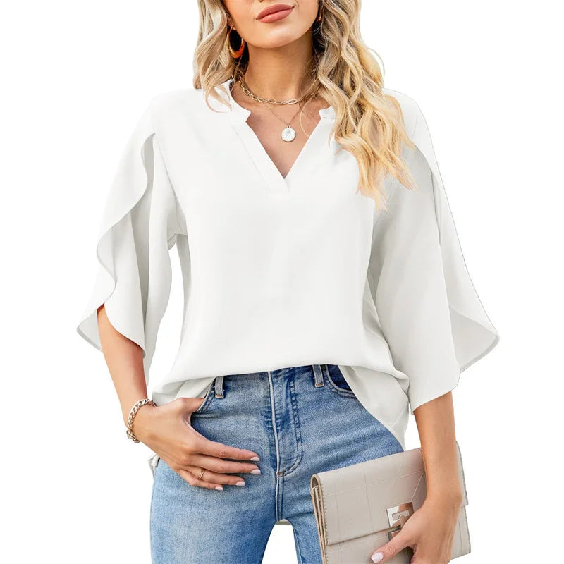 The Calista Chiffon Flare-Sleeve Blouse from the Soft & Sophisticated at Lavishly Me