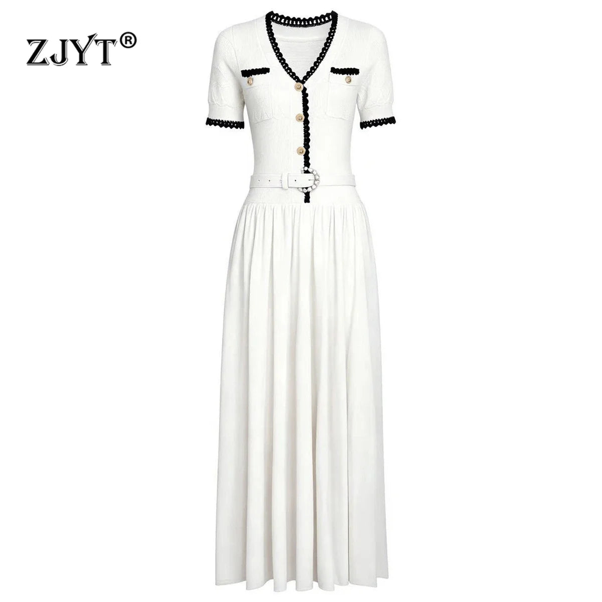 The Azure Belted Knit Vacation Dress from the Lavishly Me Edit at Lavishly Me