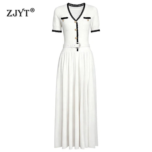 The Azure Belted Knit Vacation Dress from the Lavishly Me Edit at Lavishly Me