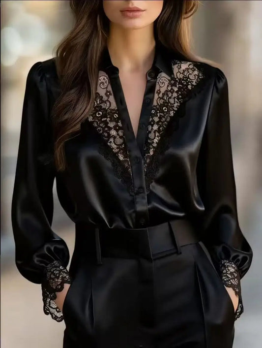 The Ivory Lace Satin Blouse from the Soft & Sophisticated at Lavishly Me