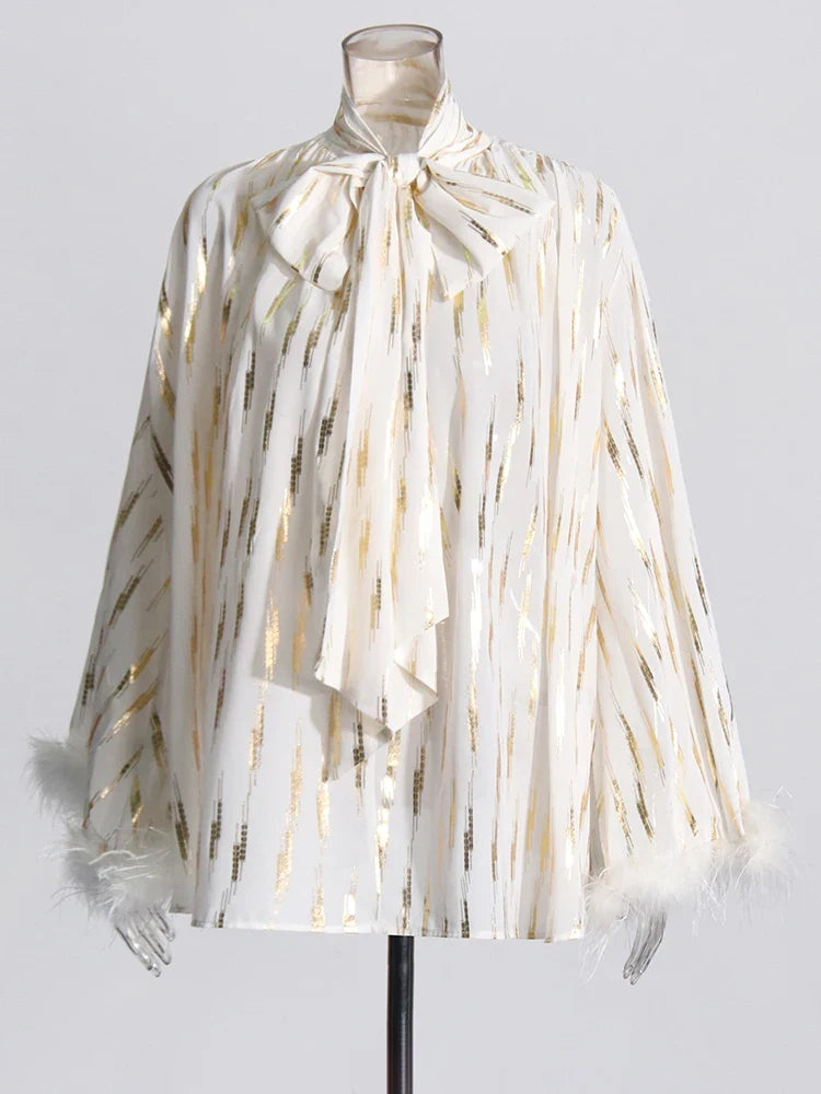The Celeste Feather-Trim Blouse from the Lavishly Me Edit at Lavishly Me