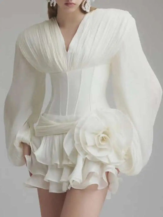 The Rosamund Ruffle Appliqué Mini Dress from the After Dark at Lavishly Me