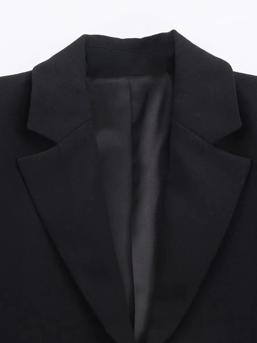 TWOTWINSTYLE Solid Loose Spliced Lace Elegant Blazers for Women Lapel Long Sleeves Temperament Blazer Female Autumn Clothing New