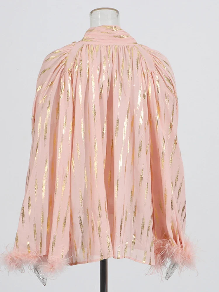 The Celeste Feather-Trim Blouse from the Lavishly Me Edit at Lavishly Me