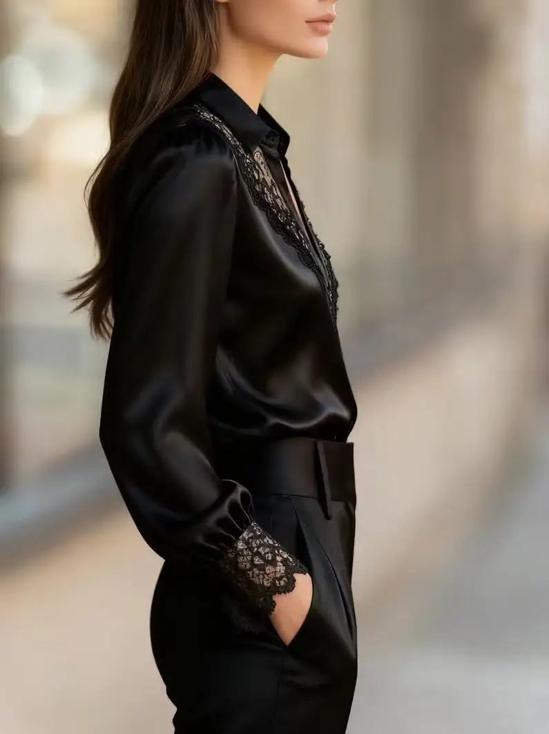 The Ivory Lace Satin Blouse from the Soft & Sophisticated at Lavishly Me