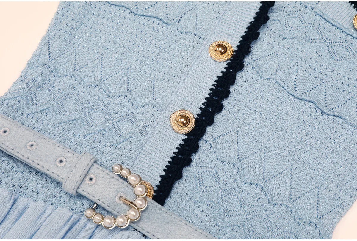 The Azure Belted Knit Vacation Dress from the Lavishly Me Edit at Lavishly Me