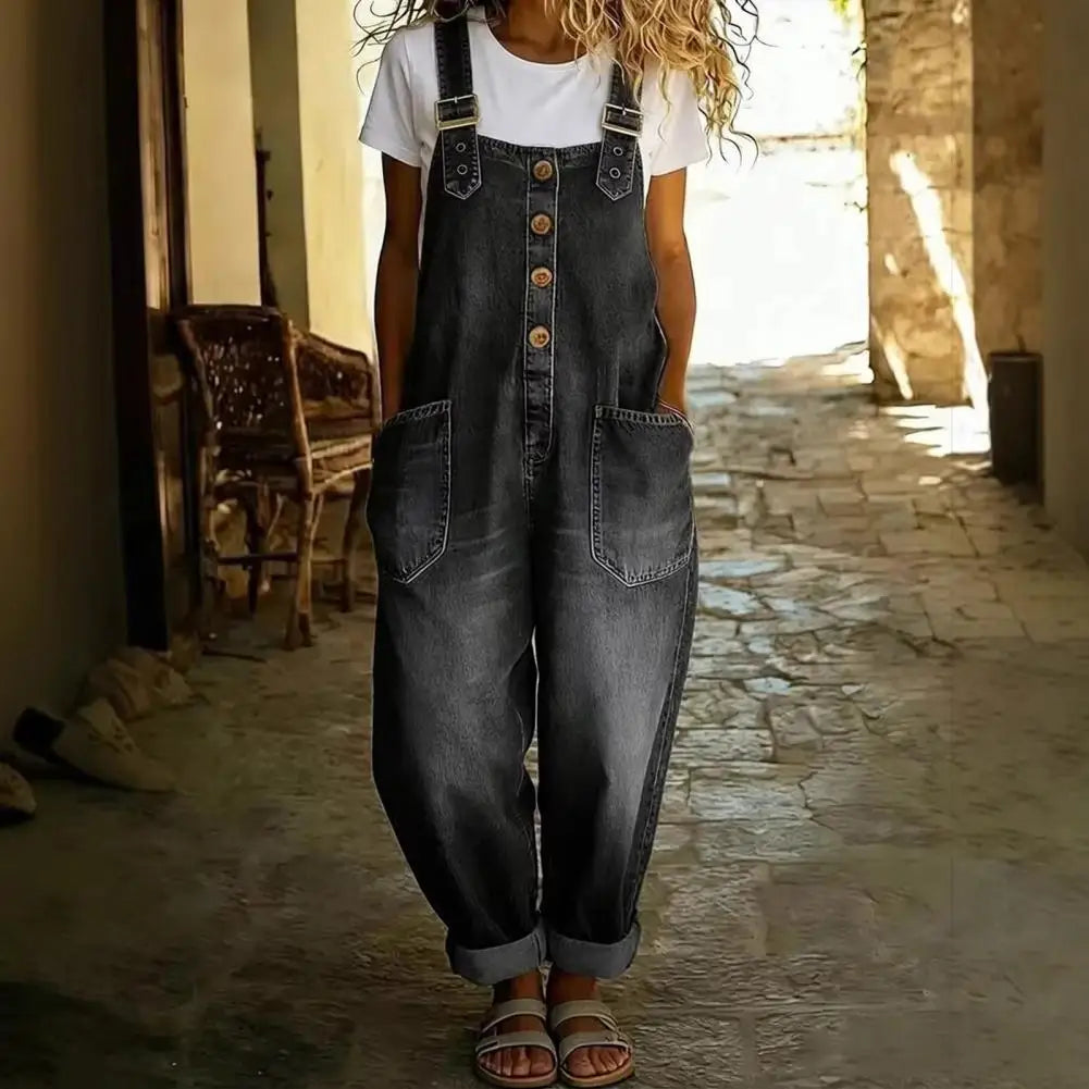 The Brooklyn Wide-Leg Denim Overalls