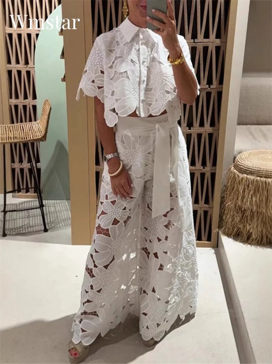 The Amalfi Lace Wide-Leg Set from the Soft & Sophisticated at Lavishly Me