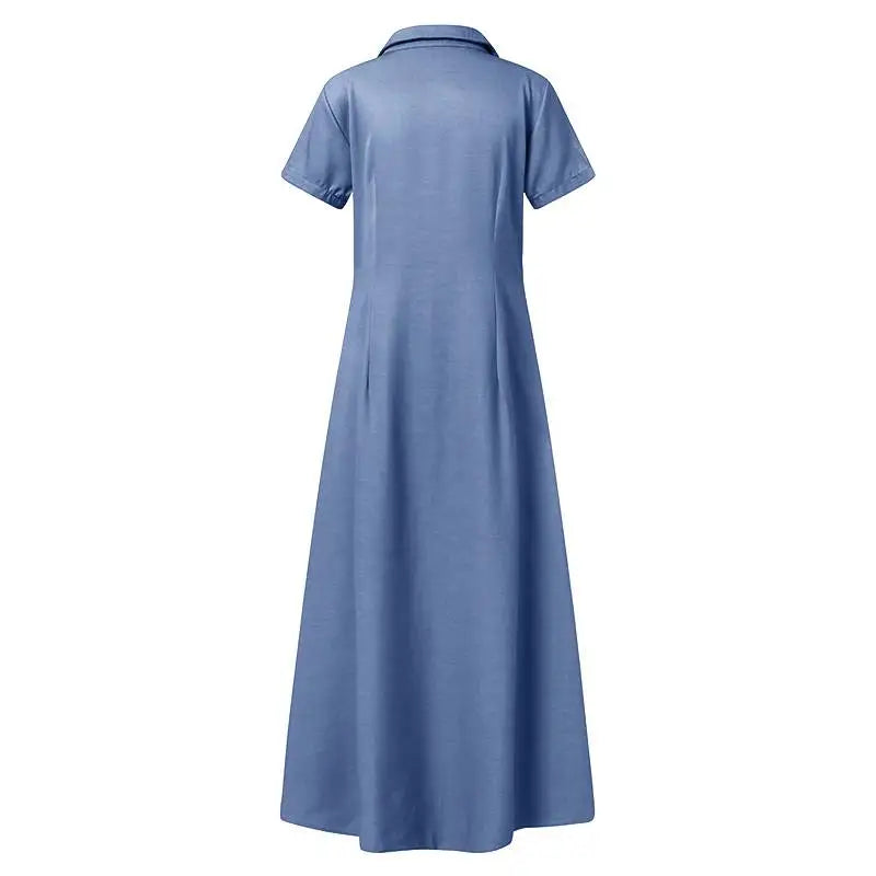 The Savannah Ruffle Denim Maxi