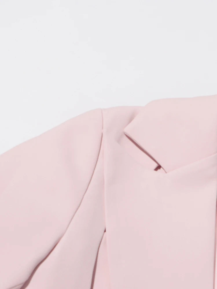 TWOTWINSTYLE Patchwork Button Slim Blazer For Women Notched Collar Long Sleeve Spliced Pockets Hollow Out Designer Coat Female