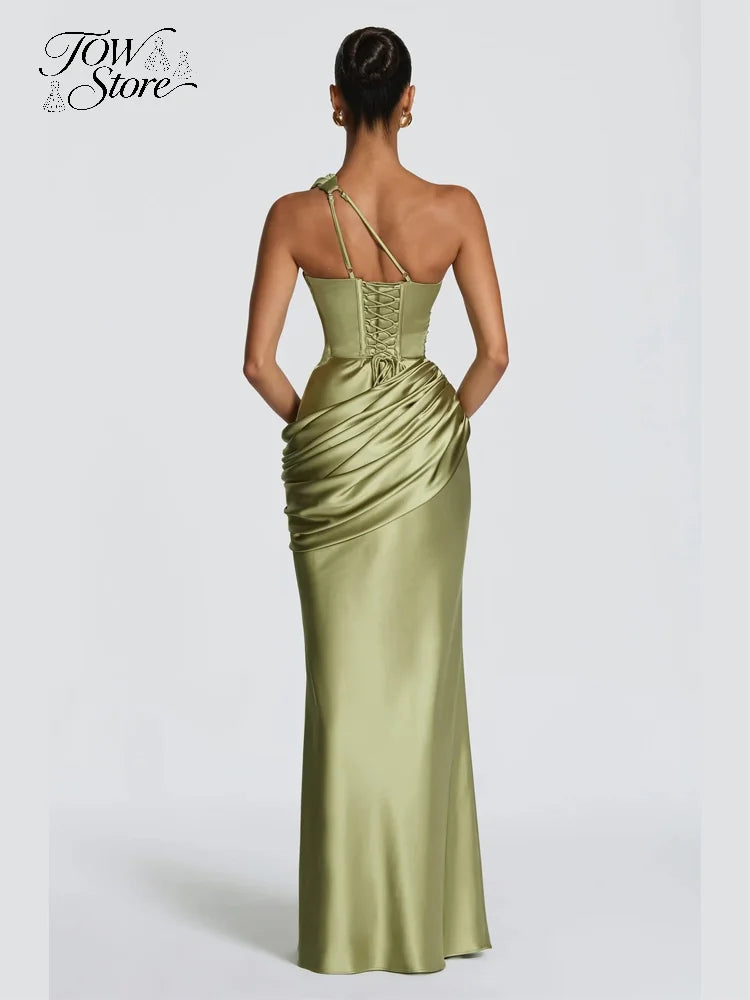 The Seraphine One-Shoulder Satin Maxi Dress from the Lavishly Me Edit at Lavishly Me
