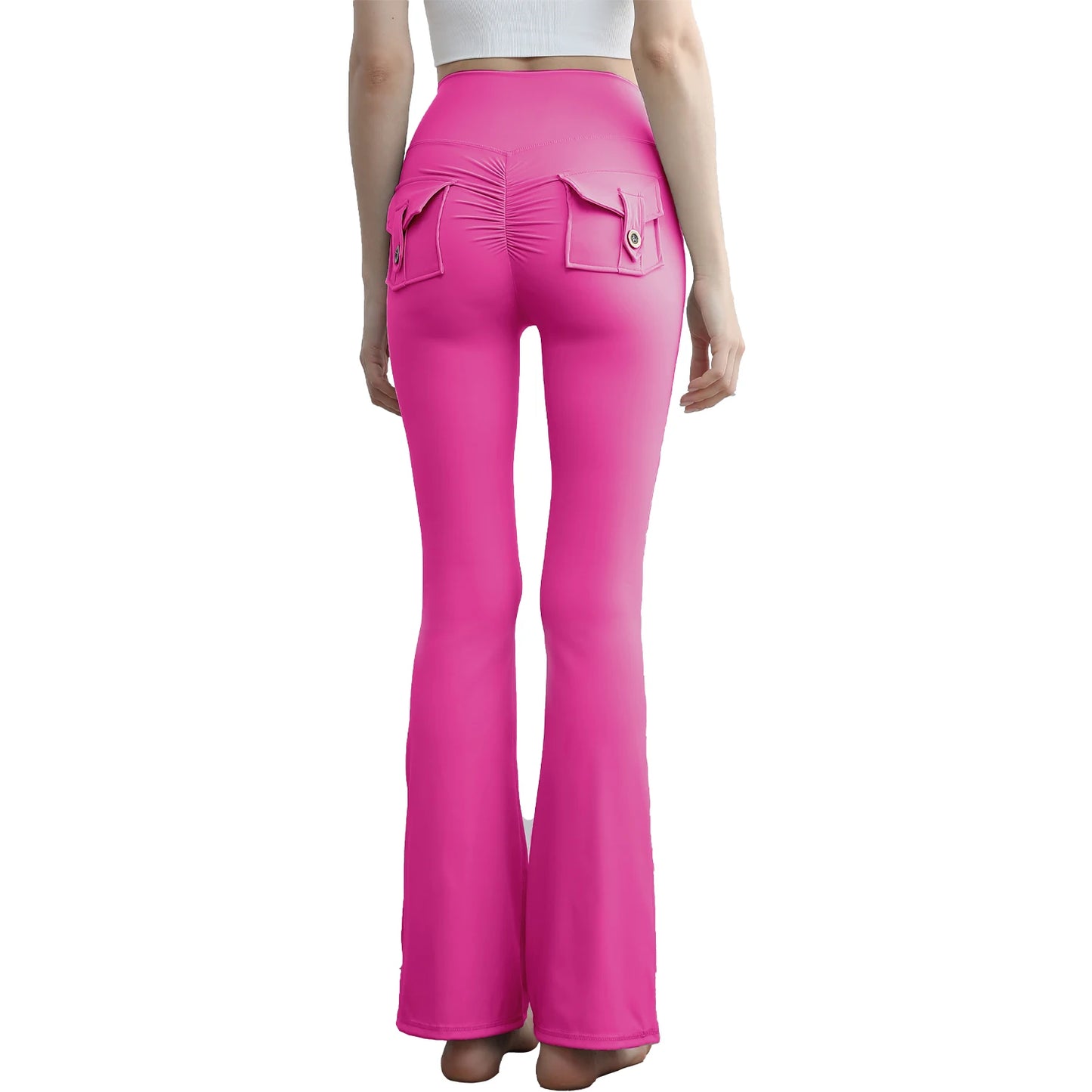 High Waisted Cargo Leggings for Women Booty Lifting Yoga Pants with Pockets Tummy Control Gym Running Tights Fall Winter Quick D