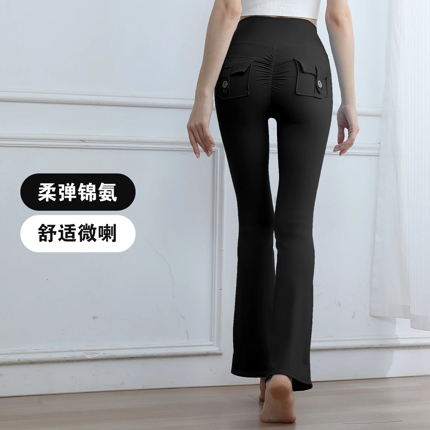 High Waisted Cargo Leggings for Women Booty Lifting Yoga Pants with Pockets Tummy Control Gym Running Tights Fall Winter Quick D