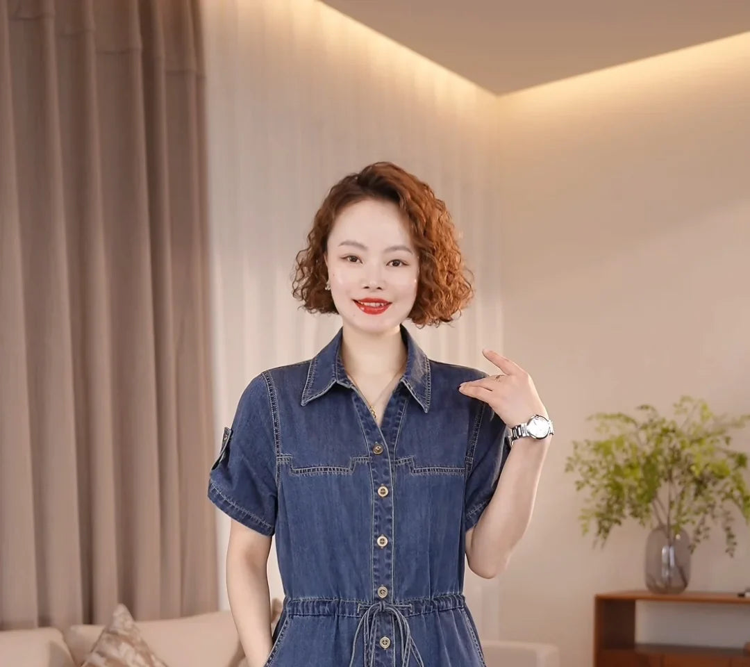 The Capri Button-Front Denim Dress