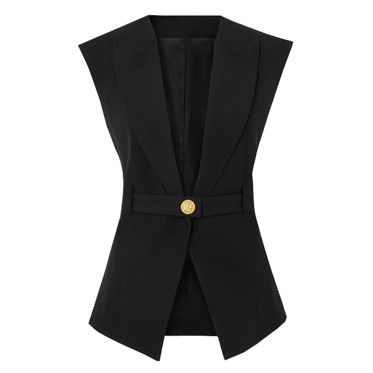 TWOTWINSTYLE Solid Slimming Spliced Belt Blazer Vests for Women Lapel Sleeveless High Waist Temperament Vest Female Clothing New
